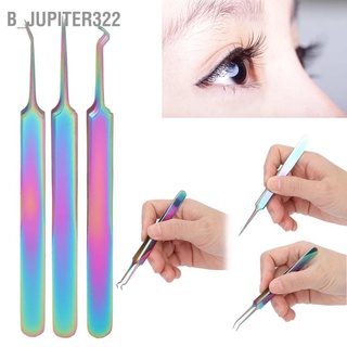 B_jupiter322 3pcs Professional Stainless Steel Eyelash Extension Tweezers Nail Art Set