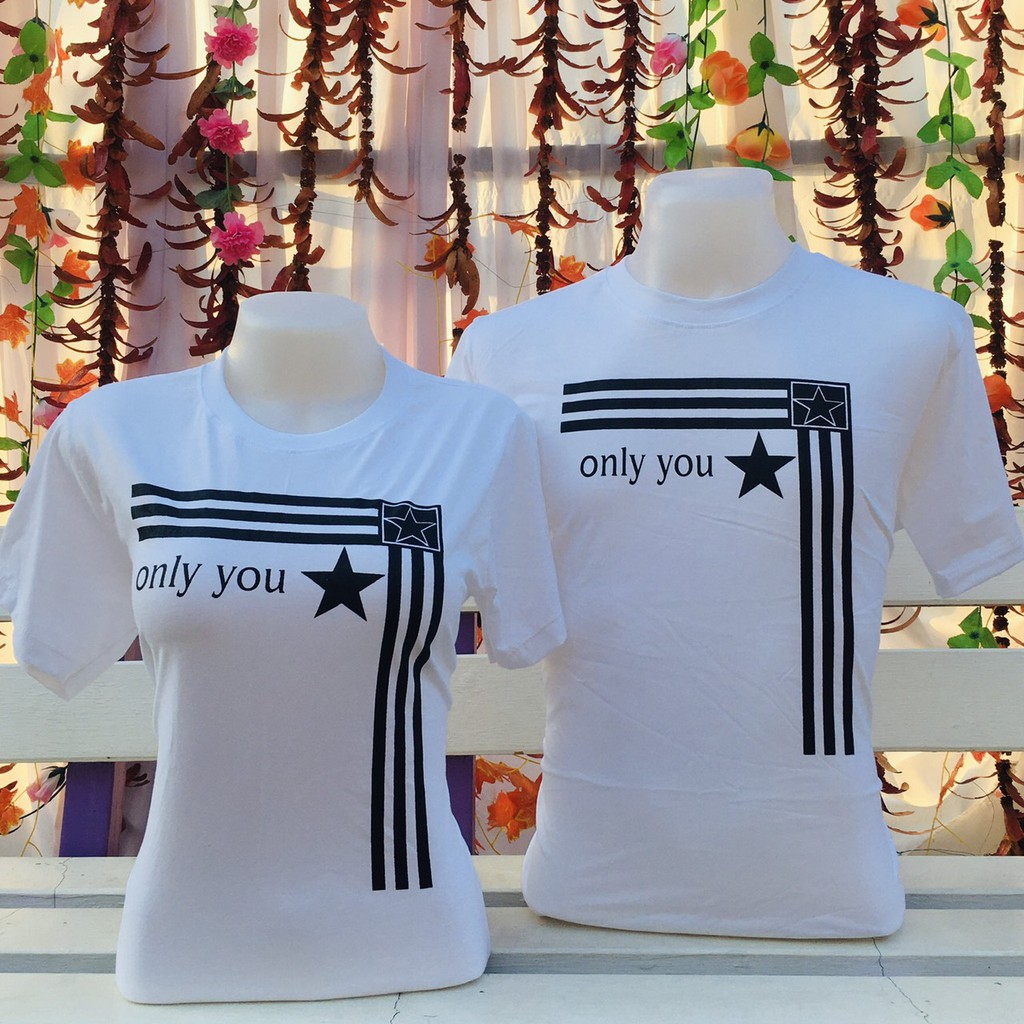 เสื้อยืดคอกลม เสื้อคู่รัก only you สีขาว (ราคา ต่อตัว)