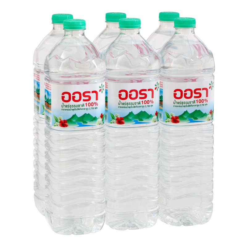 ส่งฟรี  ออร่า น้ำแร่ธรรมชาติ น้ำดื่ม ขนาด 1500ml ยกแพ็ค 6ขวด ออรา AURA MINERAL DRINKING WATER 1.5L     ฟรีปลายทาง