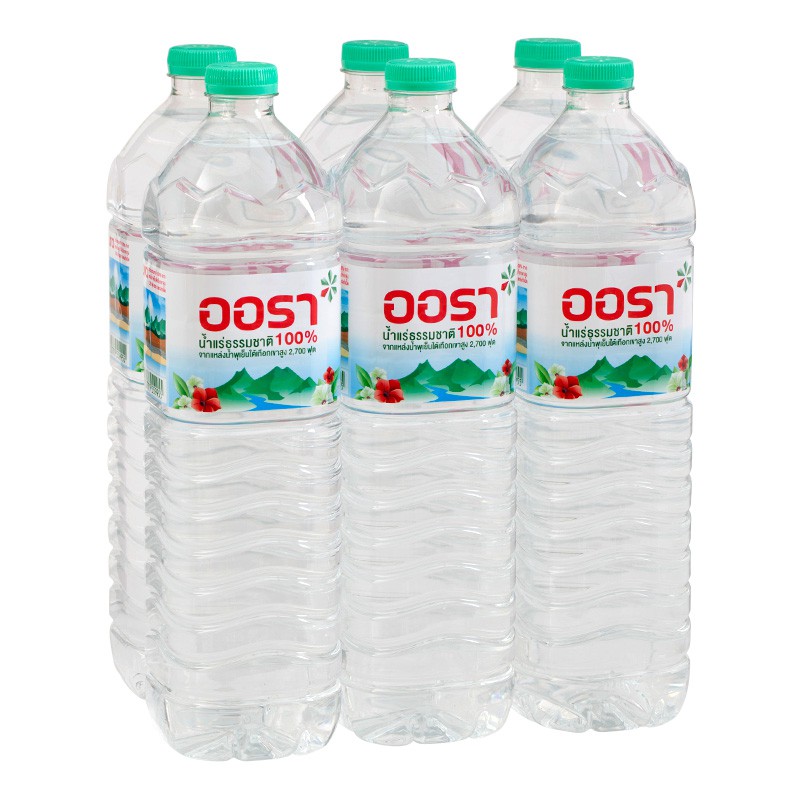 ส่งฟรี  ออร่า น้ำแร่ธรรมชาติ น้ำดื่ม ขนาด 1500ml ยกแพ็ค 6ขวด ออรา AURA MINERAL DRINKING WATER 1.5L     ฟรีปลายทาง