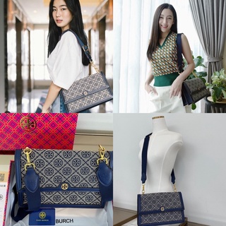 🟥หนังแท้🟥 code 881133 กระเป๋าสะพาย Tory Burch รุ่น  T MONOGRAM JACQUARD SHOULDER BAG