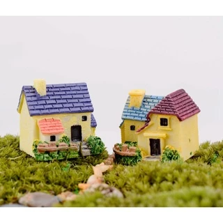 บ้านหลังน้อย [ เซต 4 ชิ้น ] ตุ๊กตาจิ๋ว โมเดลจิ๋ว แต่งสวน ตุ๊กตาแต่งสวนจิ๋ว ตุ๊กตาจัดสวนถาด