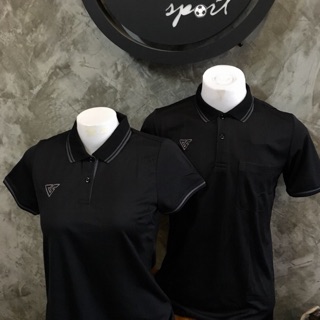 เสื้อโปโลสีดำ ขลิบเทา ( เนื้อผ้าสัมผัสนุ่มสบาย ใส่แล้วไม่ร้อน  )