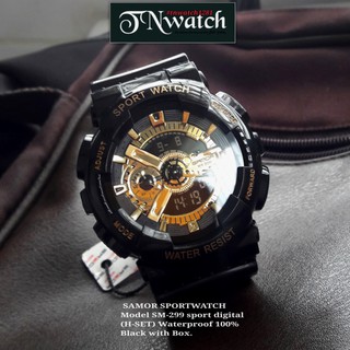 SAMOR SPORTWATCH รุ่น SM-299 SPORT DIGITAL นาฬิกาจับเวลาบอกวันที่กันน้ำ100%พร้อมกล่อง