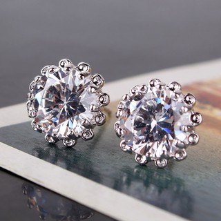 ต่างหูเพชร CZ AAA+ ตัวเรือน 18K white gold filled