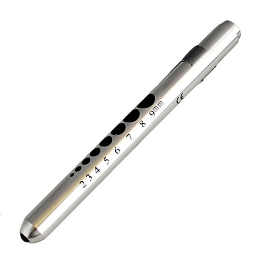 ไฟฉาย ปากกา สีเงิน  แสงสีเหลือง LED Pen Light Flashlight Torch ( Silver )