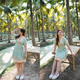 Dress - Boho Sleeve Mint เดรสสั้นทรงป้าย || MASS Plus Collection