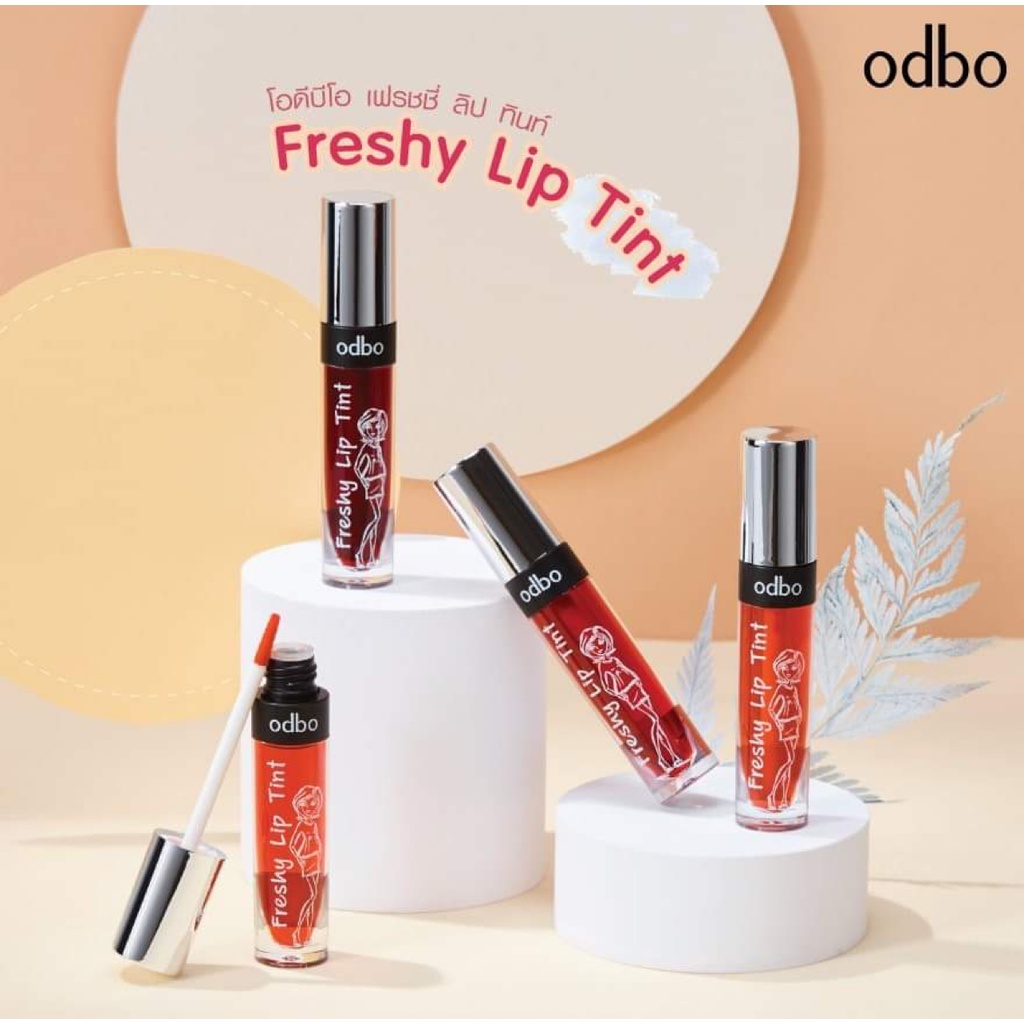 ODBO Freshy lip tint OD523 โอดีบีโอ เฟรชชี่ ลิป ทินท์ สีสันสดใส เพิ่มความชุ่มฉ่ำ มีให้เลือก 4 เฉดสี