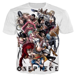 เสื้อยืดผ้าฝ้ายพิมพ์ลายแฟชั่น CLOOCL One Piece Japanese Anime Graphic T-shirt 3D Printed Casual Wild Loose Shirt Mens S