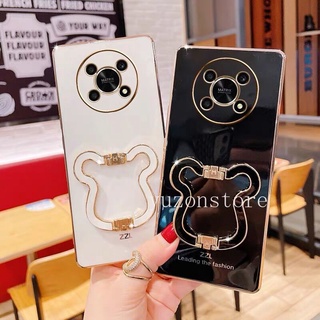 For Huawei Nova Y90 Honor 70 X9 5G X8 4G Soft Casing เคส Electroplated TPU Waterproof Phone Case เคสโทรศัพท with Foldable Bear Holder Stand Phone Back Cover