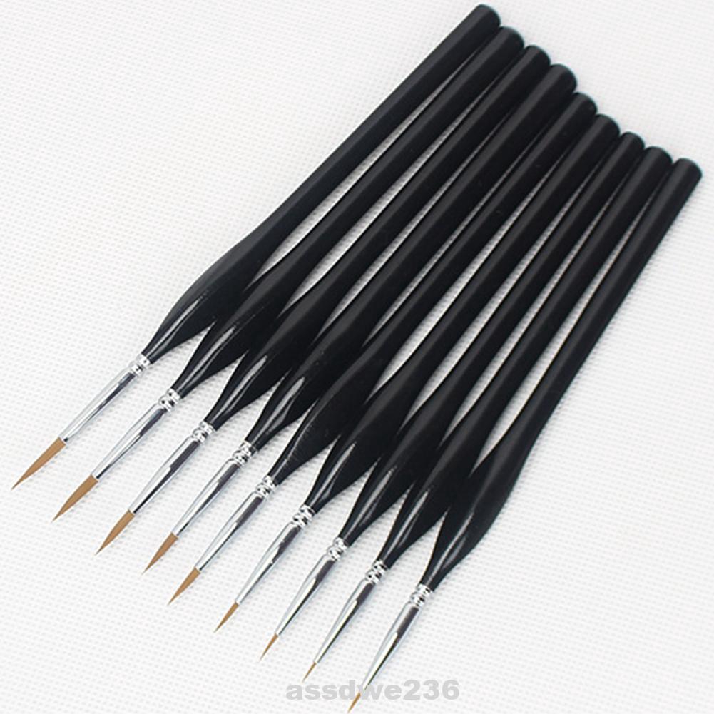 9pcs Cartoon Miniature Model Learning Watercolor Artist Wooden Handle