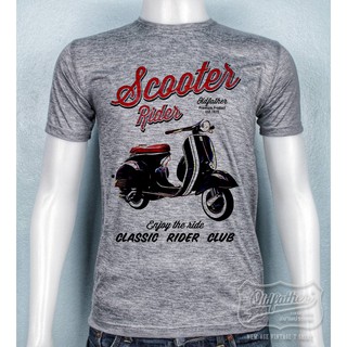 TK 26 เสื้อยืดคอกลมวินเทจ สกรีนลาย SCOOTER RIDER Vintage ผ้าTk สวมใส่สบาย ไม่หด ไม่ยืด ไม่ย้วย