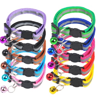 (สายสะท้อนเเสง ตัวล็อกสีดำ)ปลอกคอสัตว์เลี้ยง ปลอกคอหมา ปลอกคอแมว bell collar มี 10สี ปรับขนาดได้