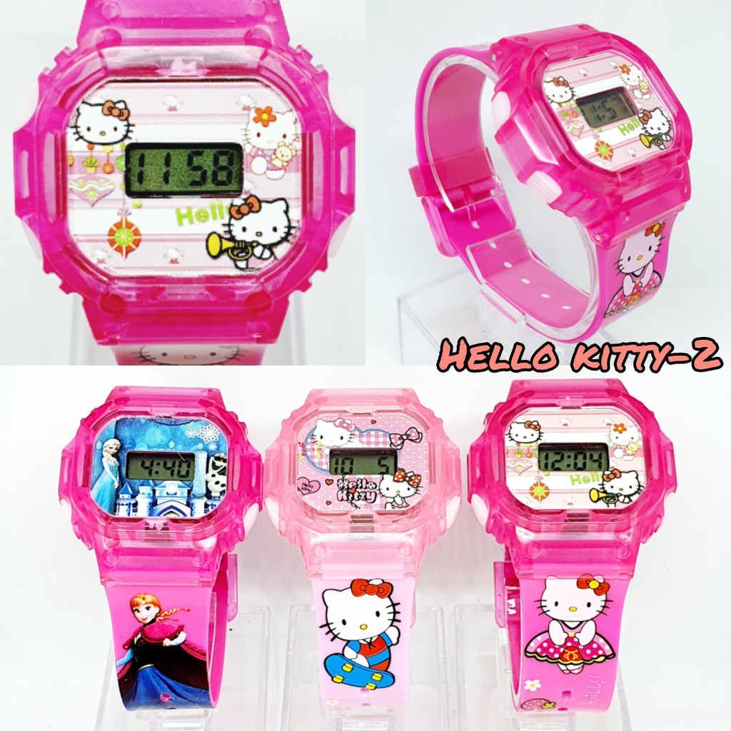 (พร้อมส่ง) นาฬิกาเด็ก มีเสียง+มีไฟ จอแสดงผลLED ระบบดิจิตอล นาฬิกาข้อมือเด็กผญ เจ้าหญิงฟอร์เซ้น คิตตี้ RC128