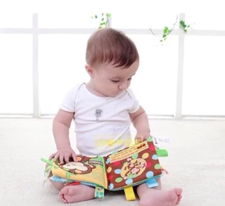 หนังสือผ้า JJOVCE หนังสือผ้าหัดจับ มีเสียงก๊อบแก๊บ สีสันสดใส