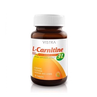 Vistra L-Carnitine 3L 500 mg Plus Amino Acids วิสทร้า แอลคาร์นิทีน เผาผลาญไขมัน ขนาด 30 เม็ด 10221 / 60 เม็ด 08198