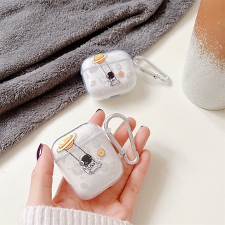 เคสหูฟัง ลายนักบินอวกาศ ดาวเทียม สีโปร่งใส สร้างสรรค์ สําหรับ AirPods 3 AirPods (3rd) AirPods3 AirPods 3 3rd AirPodsPro AirPods1 2 Generation 2021