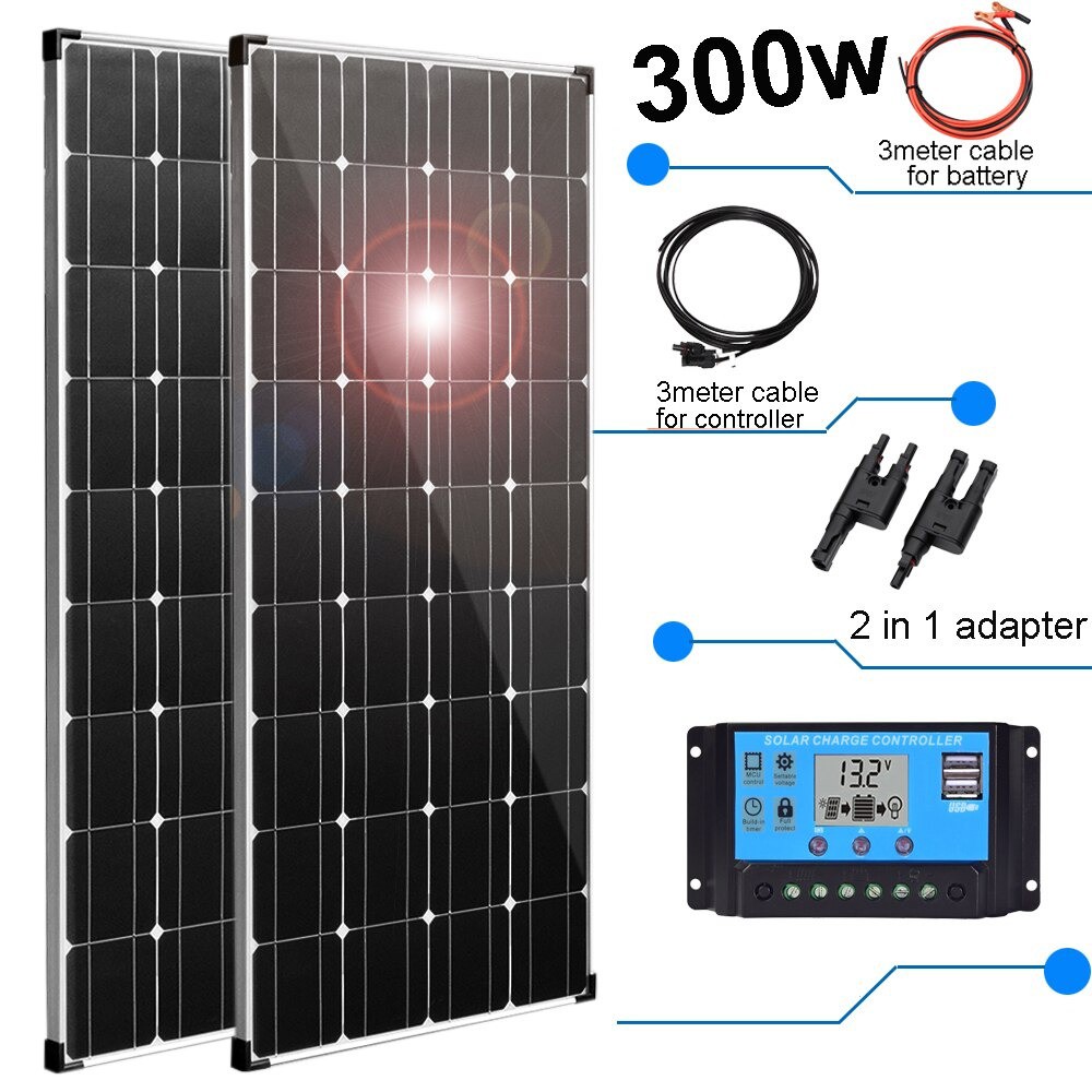 Solar Cell แผงพลังงานแสงอาทิตย์12V 300W 200W Solar Charge Controller 20A