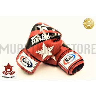 นวมชกมวย Fairtex BGV1 Red Nation Print collection นวมต่อยมวย สีแดง มีลาย