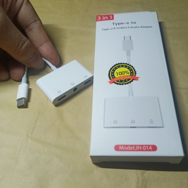 สายแปลงช่องหูฟังโทรศัพท์ ไทป์ซี ตัวแปลงหูฟัง ช่องเสียบไทป์ซี Type-c to 3.5mm  3in1 ชาร์จและฟังเพลง สนทนา ในเวลาเดียวกัน