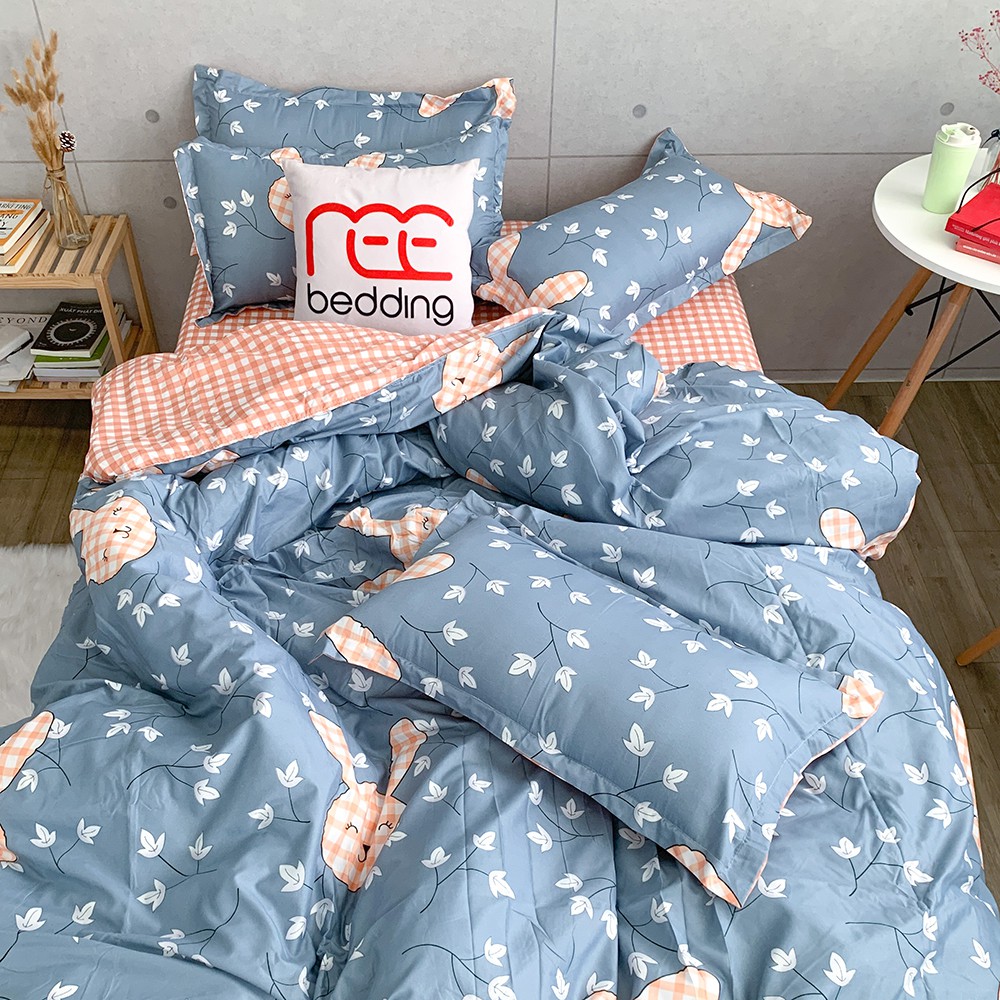 REE เครื่องนอน โพลีคอตตอน ชุดเครื่องนอนทุกขนาด เตียงและที่นอน ulzzang Blue Rabbit เกาหลี PLC107