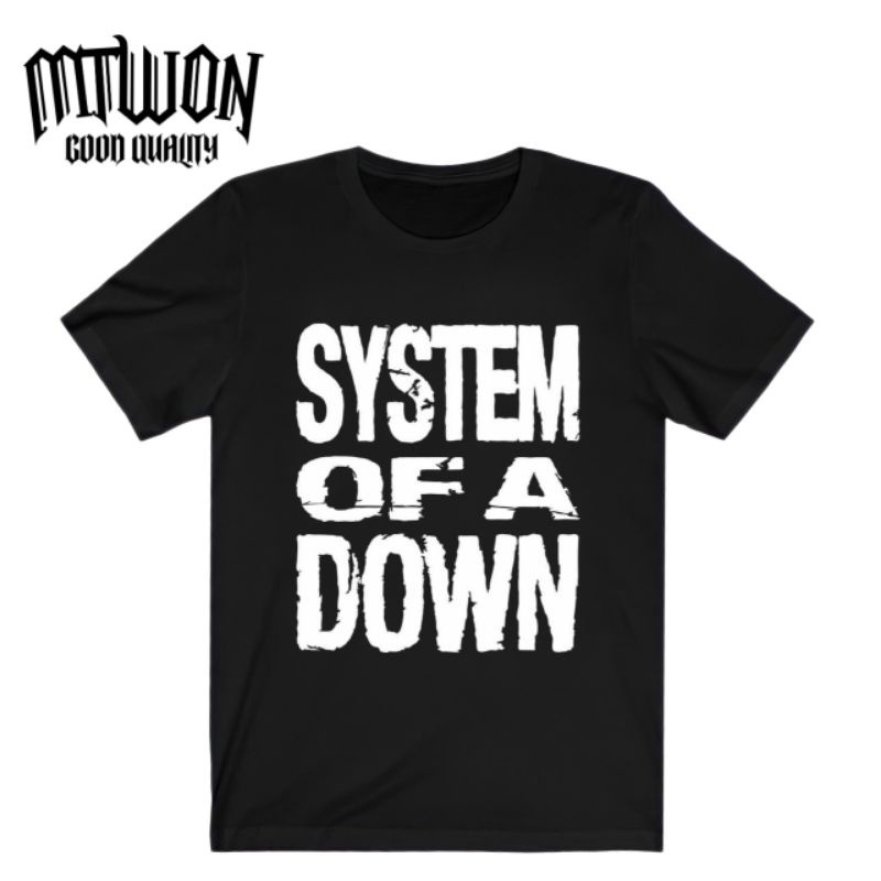 เสื้อผ้าผช🔥 เสื้อยืด ผ้าฝ้าย แบบนิ่ม พิมพ์ลาย distro SYSTEM OF A DOWN 30s 24s สีดํา สําหรับผู้ชาย แล