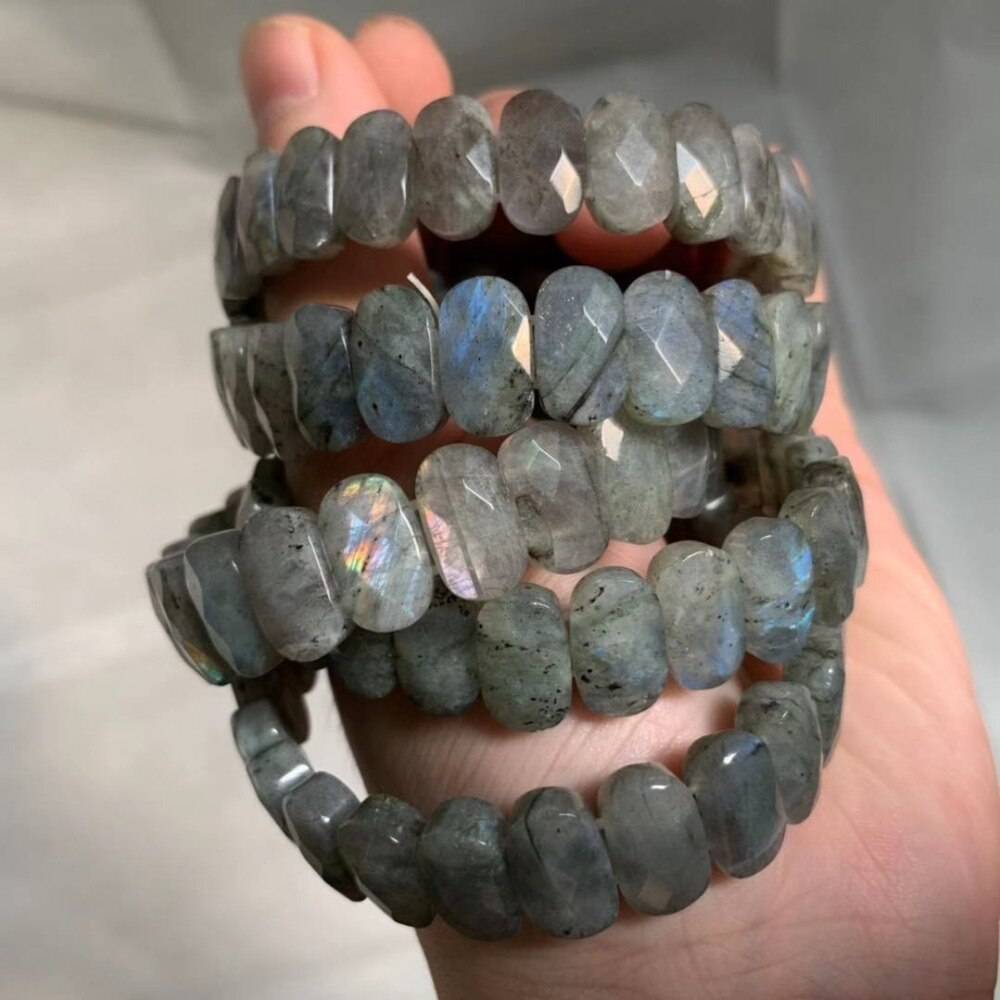 Rainbow labradorite หิน mookaite moliite ควอตซ์ tiger eye แป้ง citrine สร้อยข้อมือลูกปัดอัญมณีธรรมชาติกําไลข้อมือ