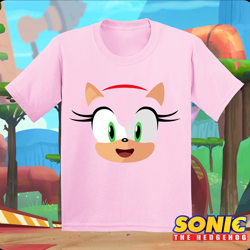 เสื้อยืดคอกลม แขนสั้น ลายการ์ตูน SONIC สีพื้น สําหรับเด็กผู้ชาย และเด็กผู้หญิง