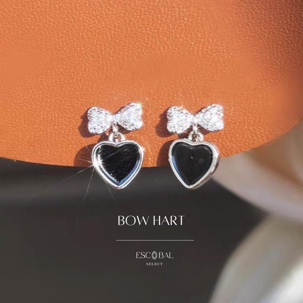 ESCOBAL  ต่างหูเงินแท้ Bow Heart ต่างหูสวยหรู
