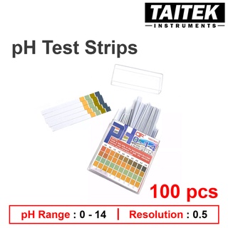 กระดาษลิสมัสแถบทดสอบวัดค่าพีเอช 100ชิ้น ช่วงวัด0-14 ความละเอียด0.5 | pH Test Strips 100pcs range0-14 resolution0.5