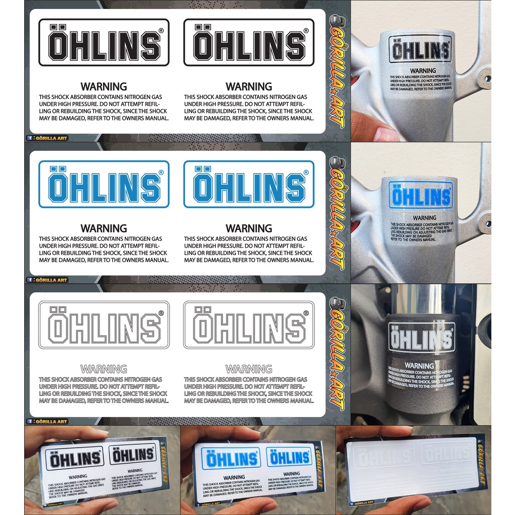 สติ๊กเกอร์ Ohlins สติ๊กเกอร์ติด โช๊ค Ohlins พื้นใสอักษรสี โอลิน  /  Sticker Ohlins floor color clear letters