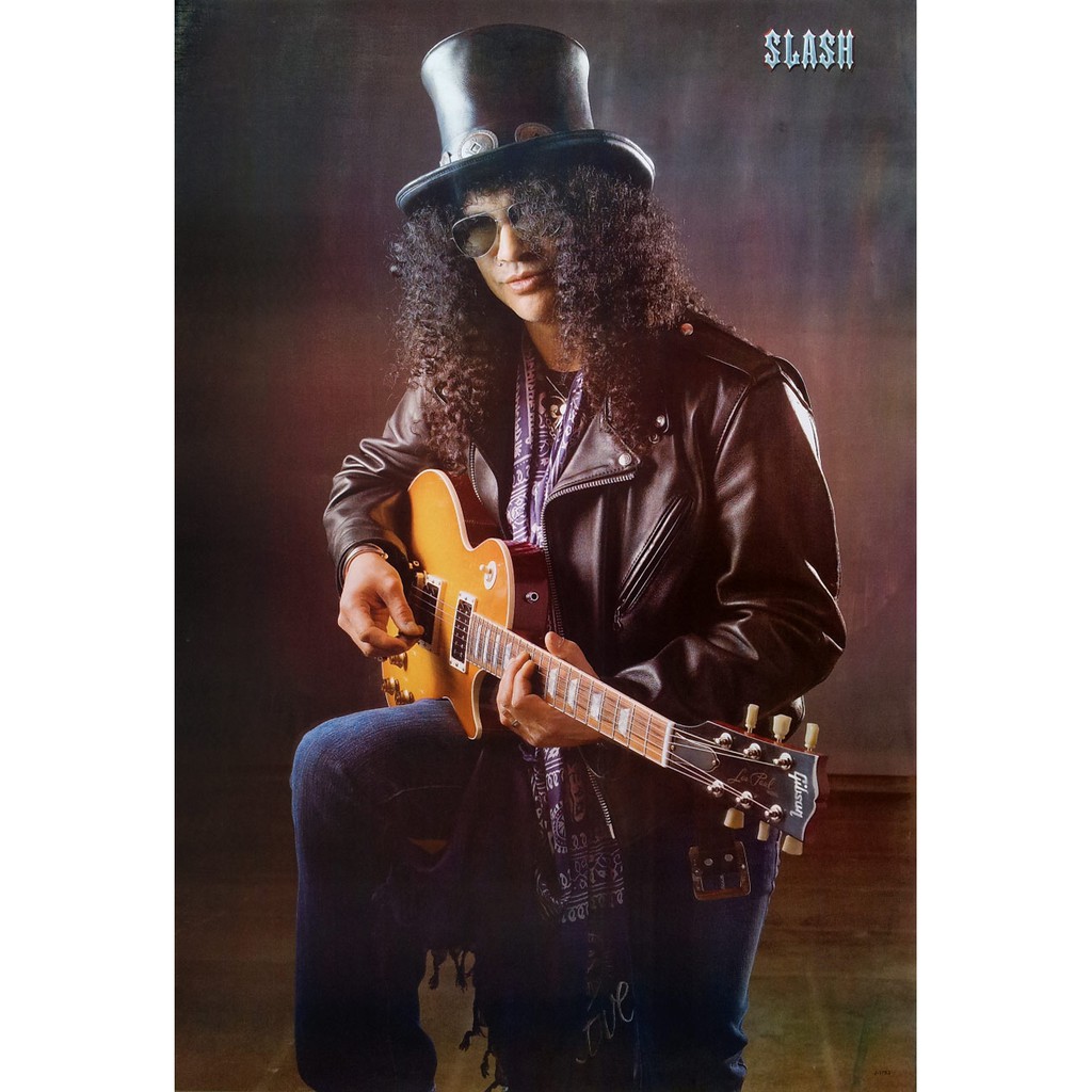 โปสเตอร์ รูปถ่าย นักดนตรี ร็อก Slash Guns N' Roses POSTER 24"x35" Inch Guitar Players Hard Rock Heav