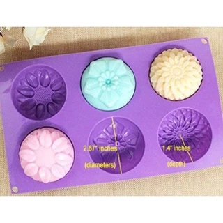 แม่พิมพ์สบู่ ซิลิโคน รูปดอกไม้ 6 ช่อง 100 กรัม ขนาด1ช่อง 7 * 7 * 3.5CM ใช้ทำบล็อก ขนม ทำสบู่ก้อน เป็น บล็อก