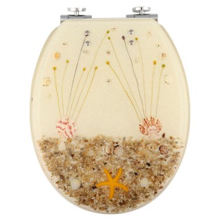 🔥ของแท้!! ฝารองนั่งชักโครก POLYRESIN 36x43.5x6 ซม. ลายเปลือกหอย TOILET SEAT 36x43.5x6 CM SEASHELL อุปกรณ์ในห้องน้ำ ห้องน