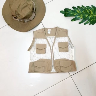 เสื้อกั๊กทหาร ซาฟารี ใส่เดินทางท่องเที่ยว สวนสัตว์สำหรับเด็กกระเป๋าเยอะ ผ้าตาข่าย กับ ผ้าพื้น มีไซร์ มีหลายสี สุดCOOL