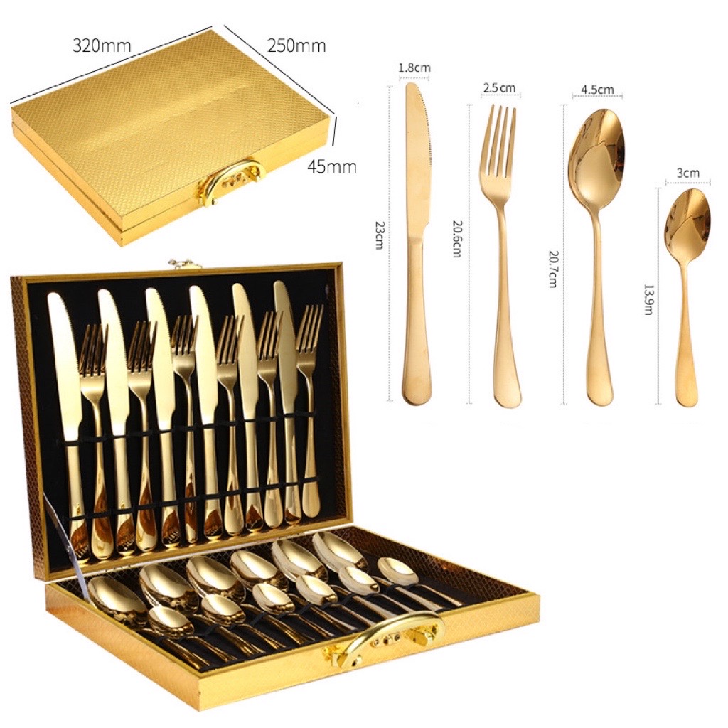 JH SHOP ชุดช้อนส้อมสแตนเลส 24ชิ้น ช้อนเกาหลี cutleryset