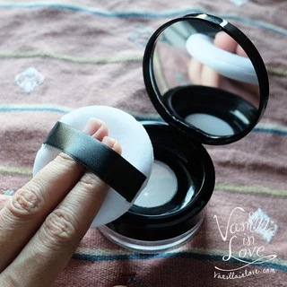 BA09 ตลับแป้งฝุ่นเปล่า สีดำ ตาข่ายกระจายแป้ง พร้อมพัฟแต่งหน้า Empty powder box ขนาด 20 กรัม