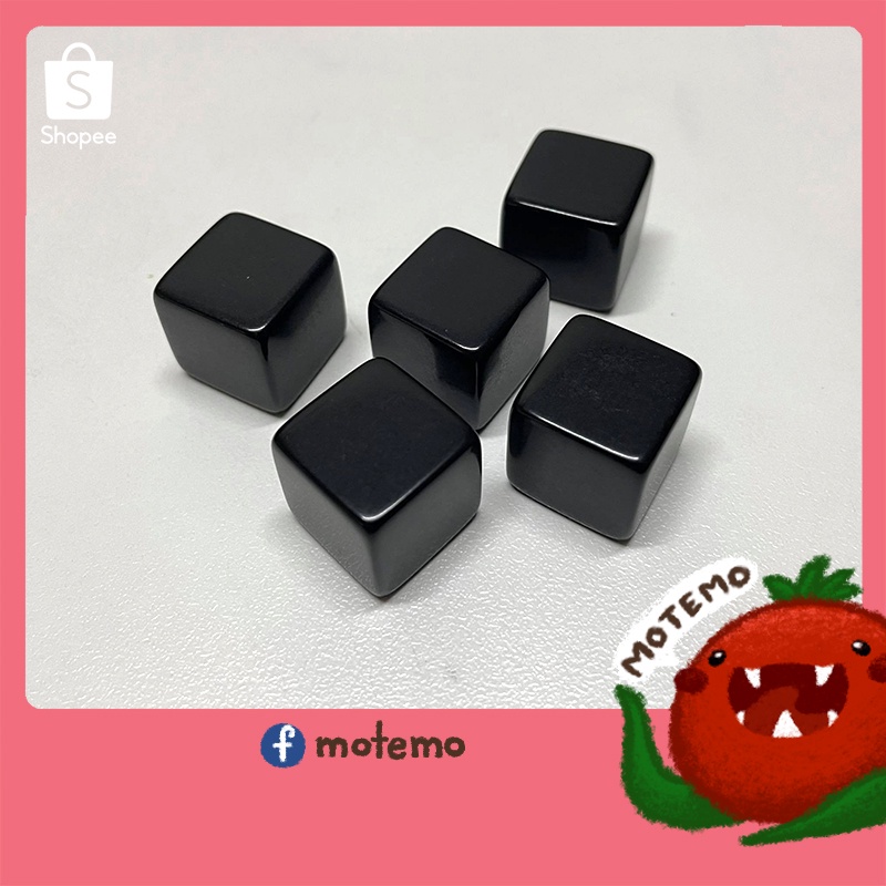 ลูกเต๋า-เคลีย(หน้าเปล่า) 16 มิล, อะคริลิคดำ, 6ด้าน ขอบมน | Dice-clear 16mm, Black acrylic, 6-sided r