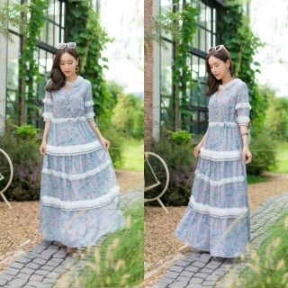 Maxi dress ยาว เเต่งพลีท