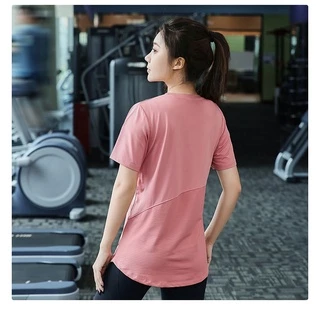 (4XL-XL) เสื้อออกกําลังกายผู้หญิงไซส์ใหญ่ คนอ้วน สาวอวบ ใส่วิ่ง โยคะ เล่นกีฬา รอบอก 52" 49" สีโอลด์โรส iRunmall #SH46