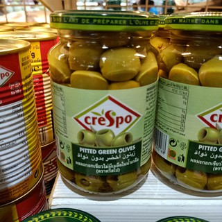 ecook มะกอกเขียว ไม่มีเมล็ด ตรา crespo green pitted olive ขนาด 333g