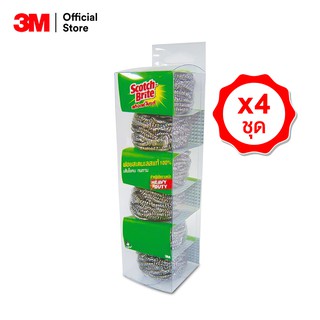 SCOTCH-BRITE® STAINLESS BALL 14g. สก๊อตช์-ไบรต์® ฝอยสเตนเลส 14กรัม แพ็ค6 ชิ้น (4 ชุด)