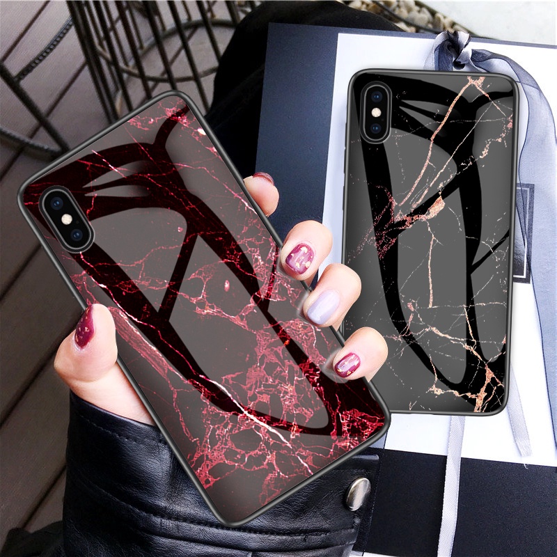 เคสโทรศัพท์มือถือกระจกนิรภัย Tpu แบบนิ่ม ลายหินอ่อน สําหรับ Iphone 11