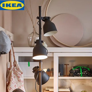 IKEA HEKTAR เฮ็กทาร์ โคมไฟตั้งพื้นแบบโคมเดียว และแบบ 3 โคม สีเทาเข้ม ใช้กับหลอดไฟ LED วัสดุแข็งแรง คงทน