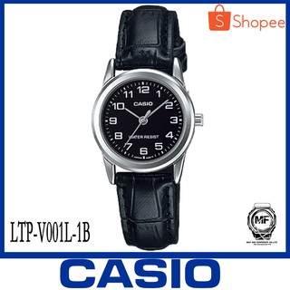 Casio Standard นาฬิกาข้อมือผู้หญิง สายหนัง สีดำ รุ่น LTP-V001L, LTP-V001L-1B