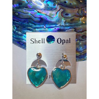 ต่างหู Shell Opal หัวใจ ทำจากเปลือกหอยเป๋าหื้อนิวซีแลนด์ หรือ เปลือกหอยอะบาโลน