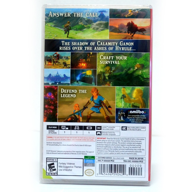Nintendo Switch Game The Legend of Zelda Breath of the Wild Zone Asia English เกมนินเทนโด้ เซลด้า BOTW [แนวเกมผจญภัย]
