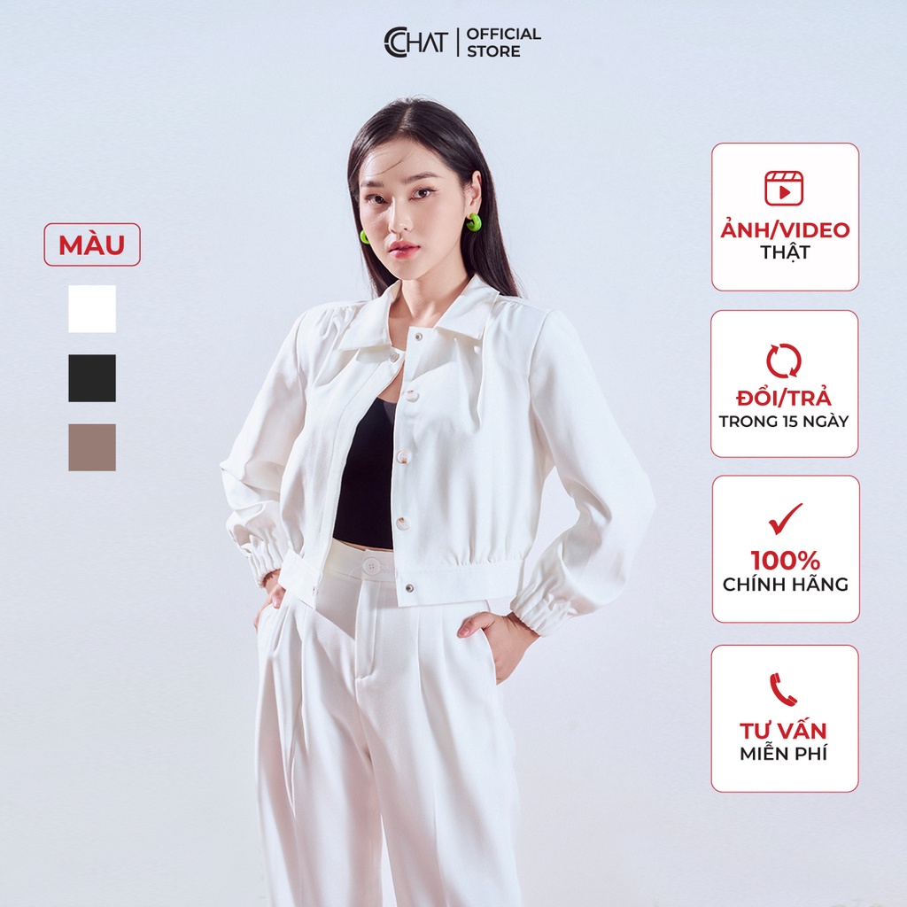 เสื้อแจ็คเก็ตผู้หญิง CCHAT ไหล่คอปกเยอรมันคุณภาพสูง Tulle สไตล์อ่อนเยาว์ 22KHS2001GT