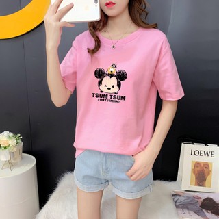 เสื้อยืดสีขาวพร้อมส่ง  รูปแบบใหม่  รูปแบบการ์ตูน  แขนสั้น  เสื้อยืดคอกลม  เสื้อ  8สี  S~3XL