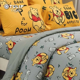 TULIP Delight หมีพู DLC089 ลิขสิทธิ์แท้ Disney Pooh ชุดผ้าปูที่นอน ผ้าห่ม ผ้านวม พิมพ์ลายการ์ตูน